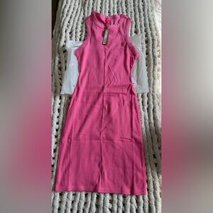 SKIMS Pink Ribbed Women's Dress